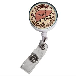 Handmade Badge Reel – “Liver Laugh Love” Funny Medical Design
